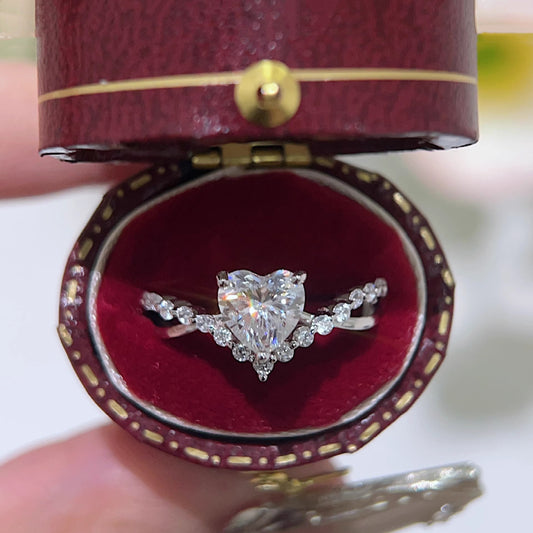 Tiara Heart moissanite ring