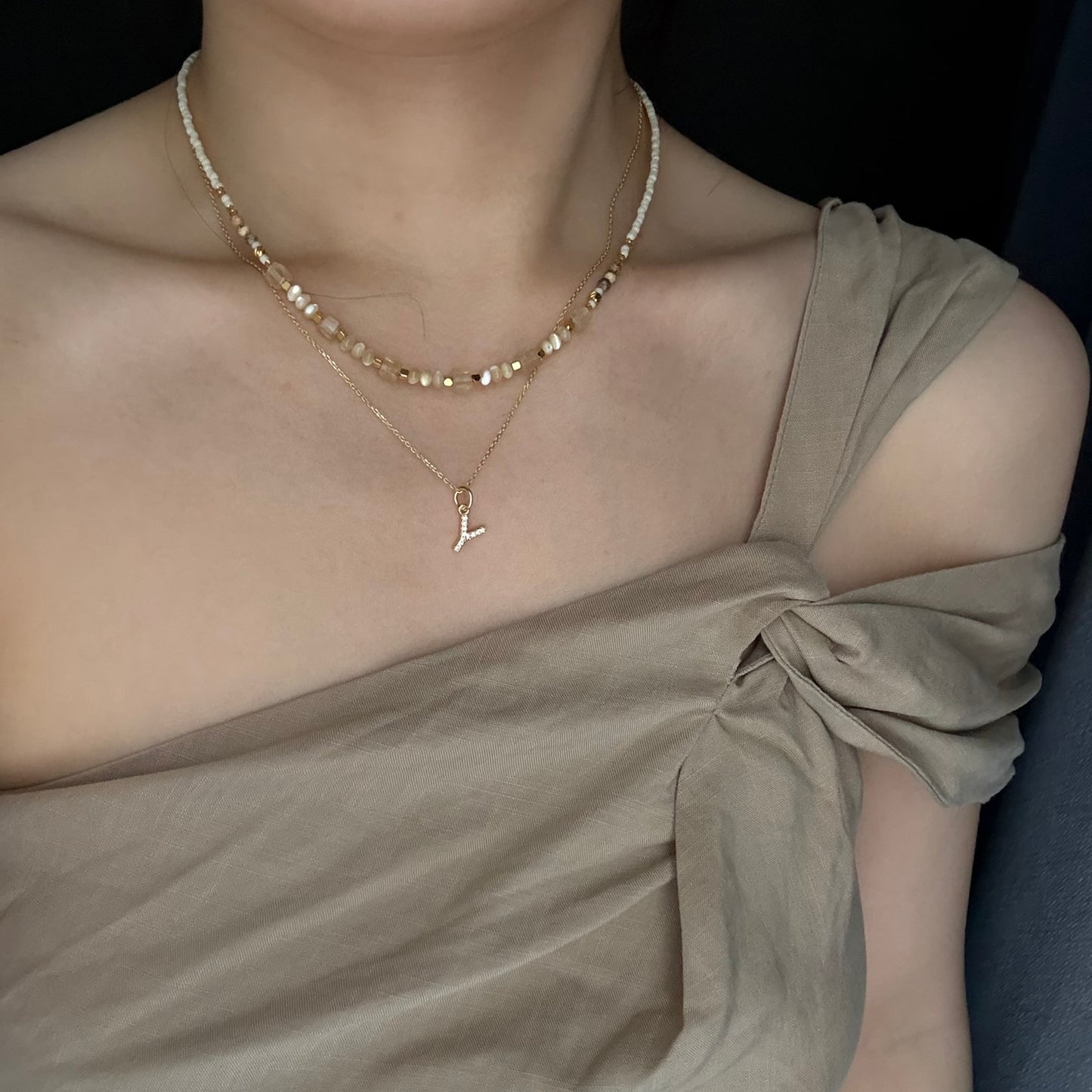 Alphabet moissanite necklace