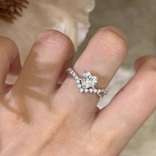 Tiara Heart moissanite ring