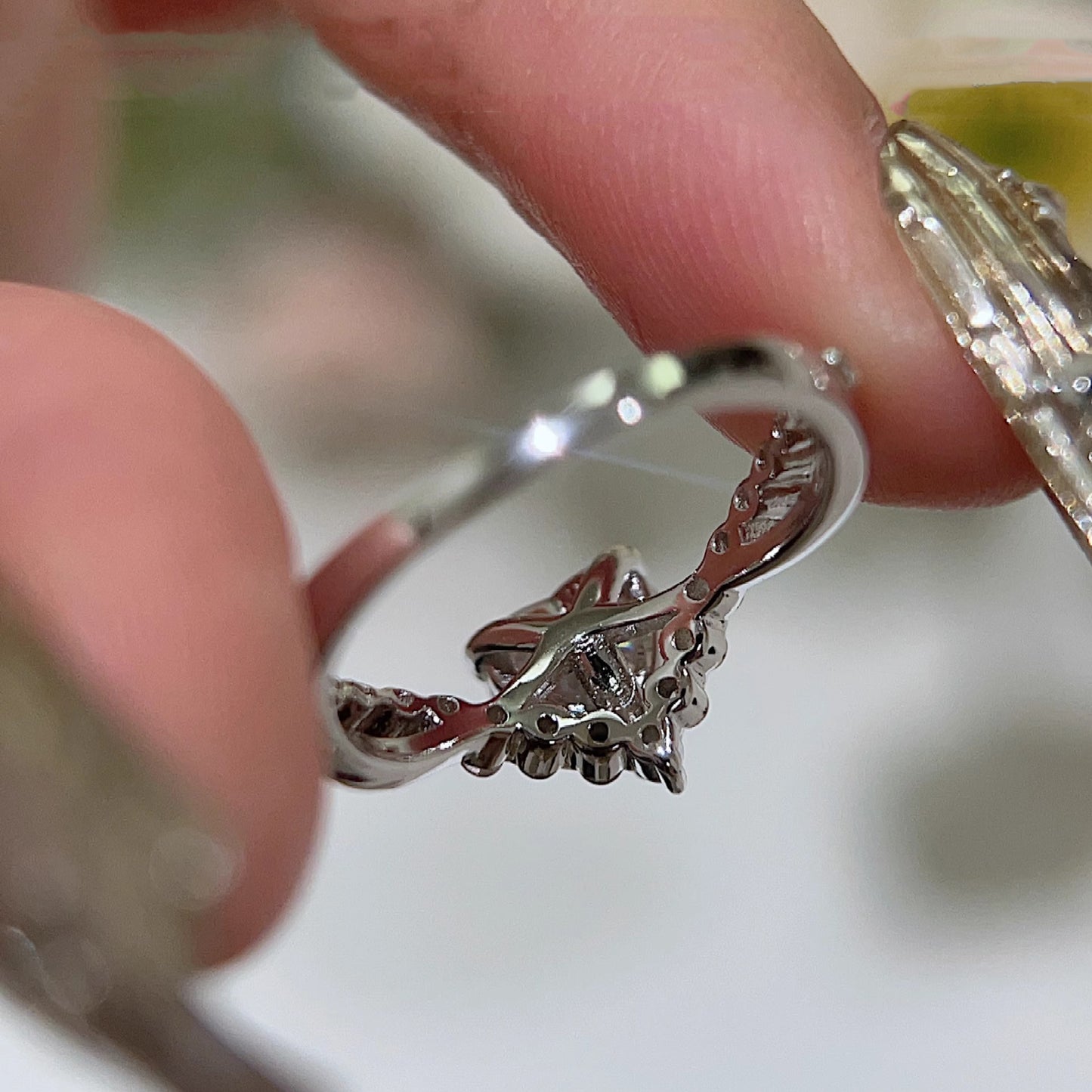 Tiara Heart moissanite ring