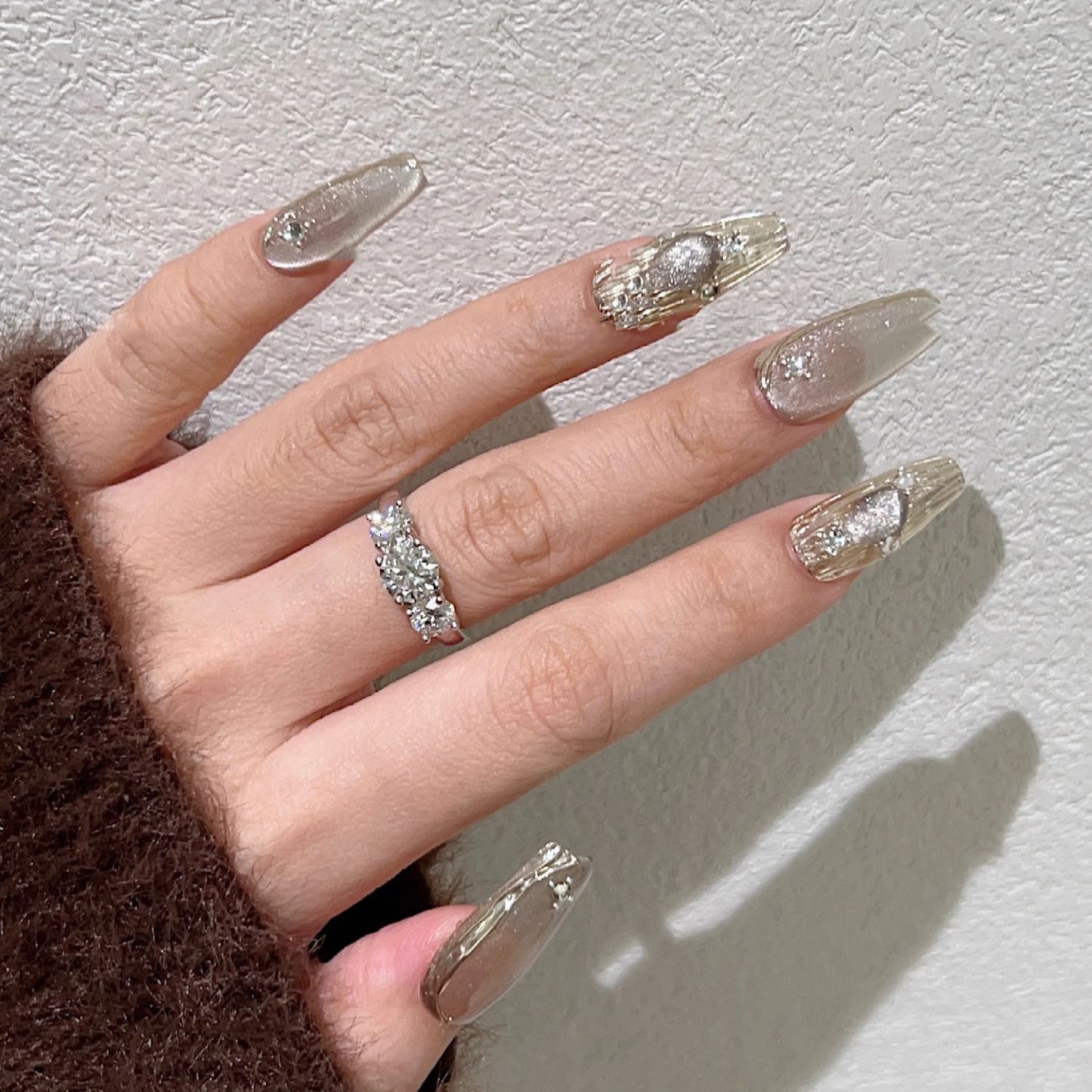 Three stones moissanite ring