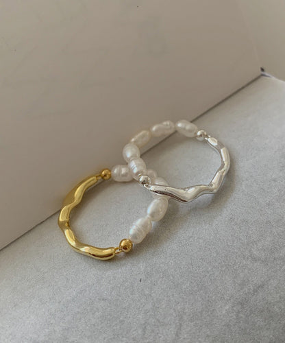 Wavy Natural Pearl Ring