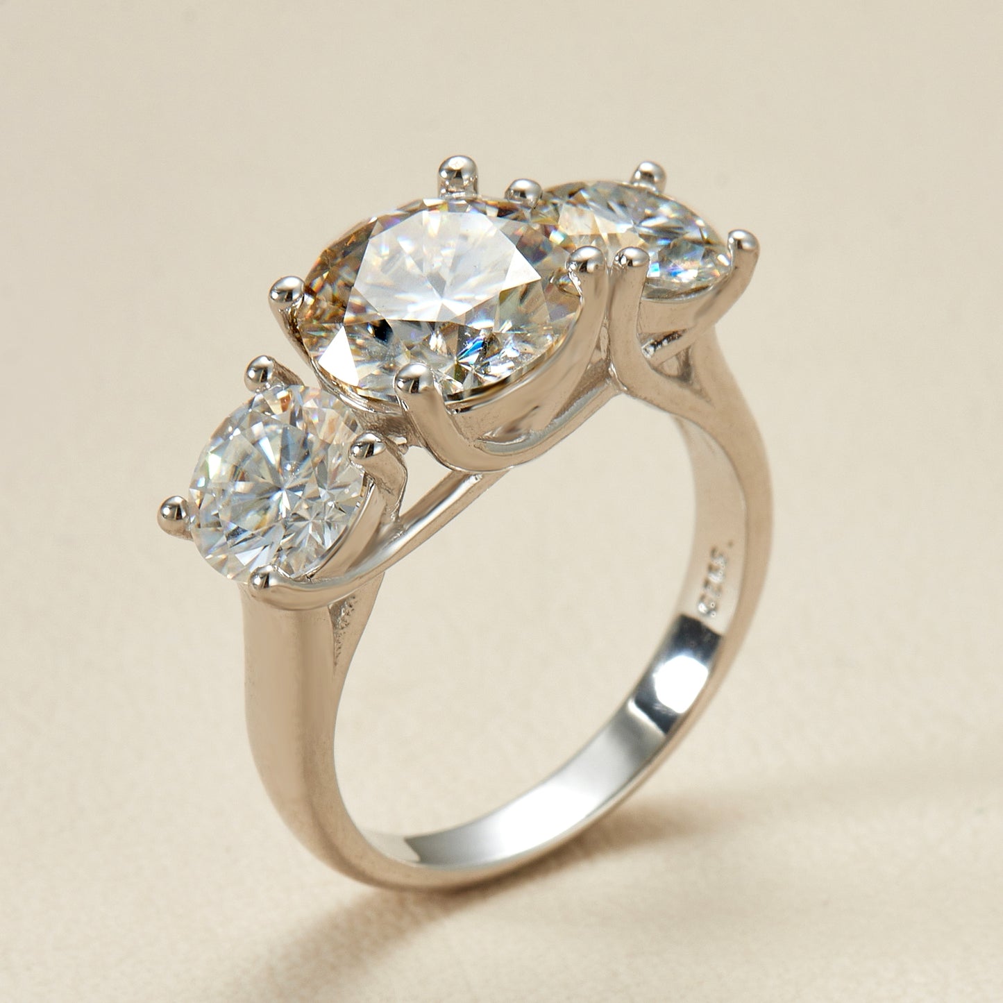 Three stones moissanite ring