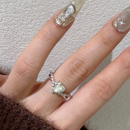 Tiara Heart moissanite ring