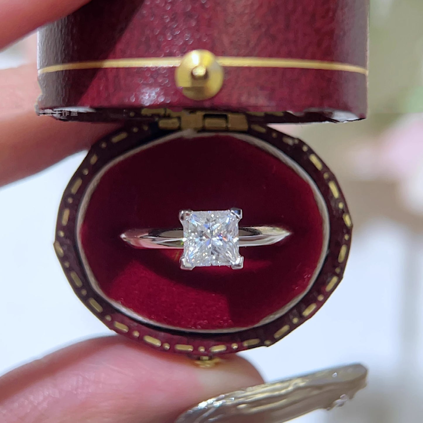 Square moissanite ring