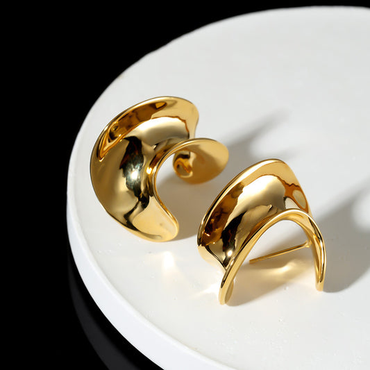 Stud 925 sterling silver C-type spring and summer irregular exaggerated earrings niche versatile temperament luxury jewelry women's sense of luxury