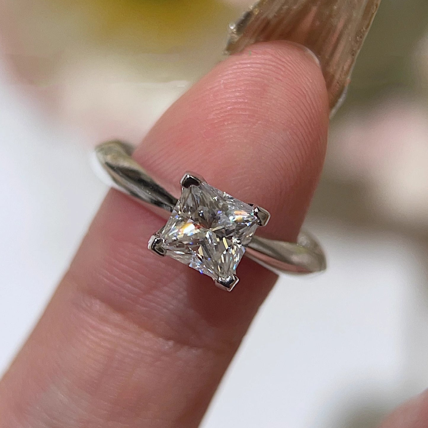 Square moissanite ring