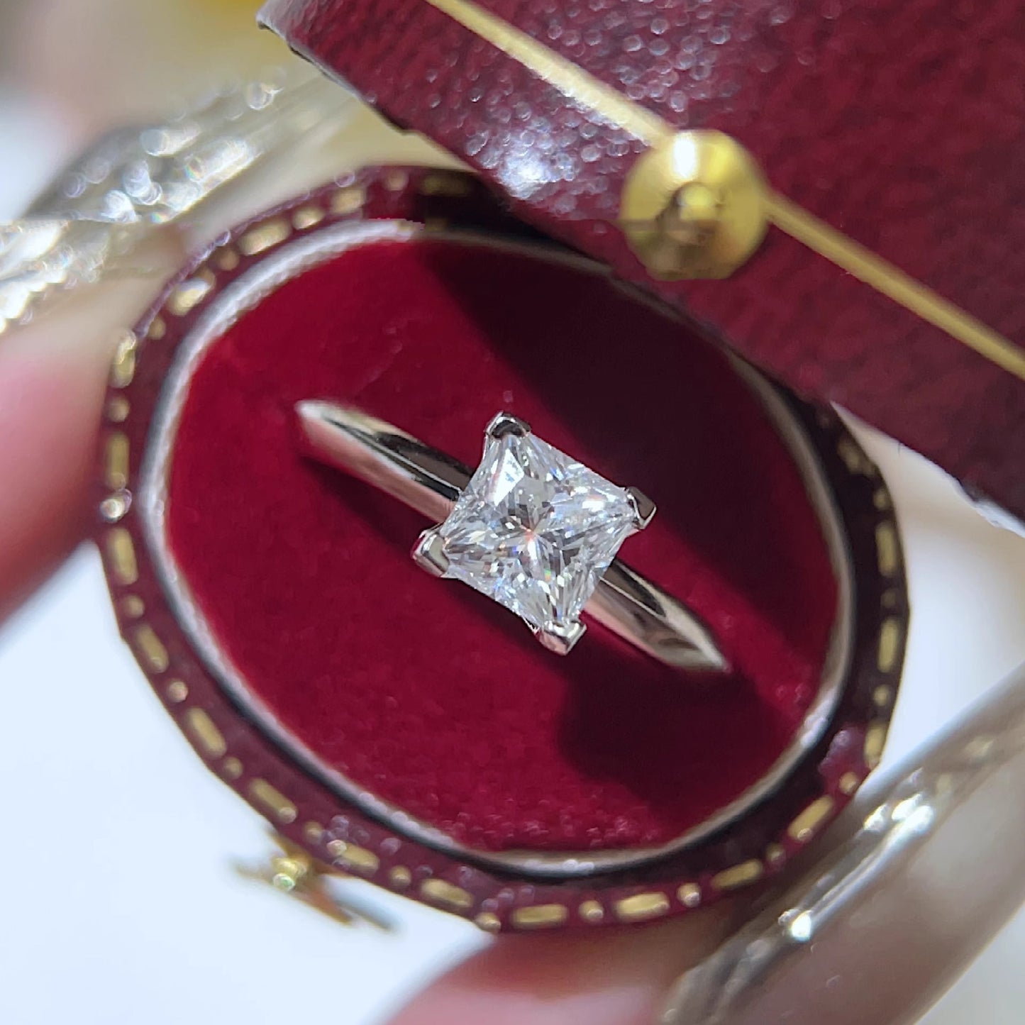 Square moissanite ring