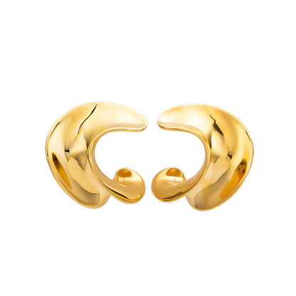 Stud 925 sterling silver C-type spring and summer irregular exaggerated earrings niche versatile temperament luxury jewelry women's sense of luxury
