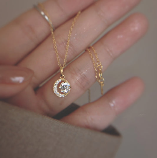 Crescent and Sun Necklace