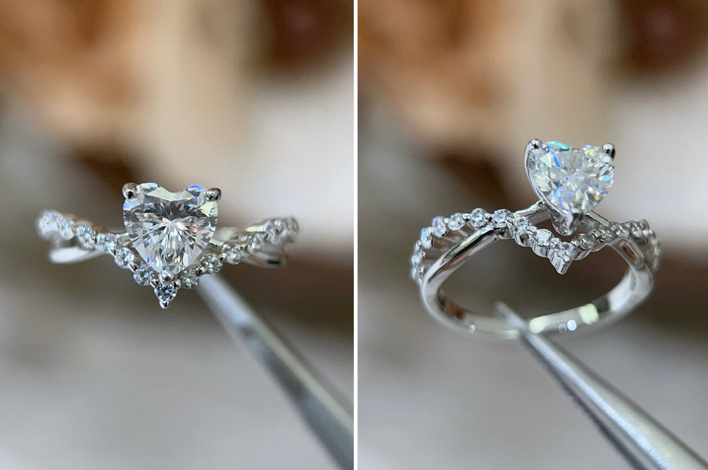 Tiara Heart moissanite ring