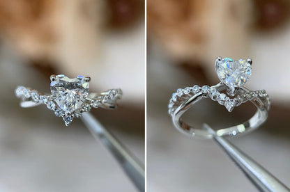 Tiara Heart moissanite ring