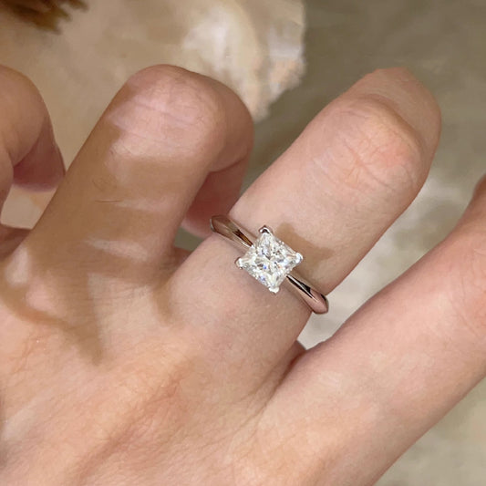 Square moissanite ring