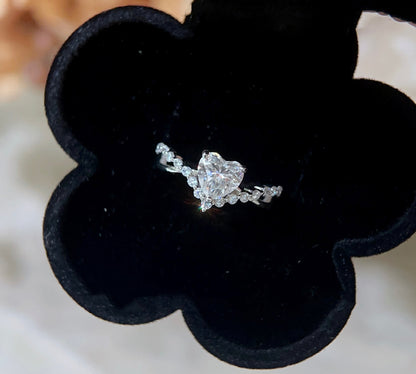 Tiara Heart moissanite ring