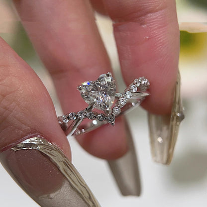 Tiara Heart moissanite ring