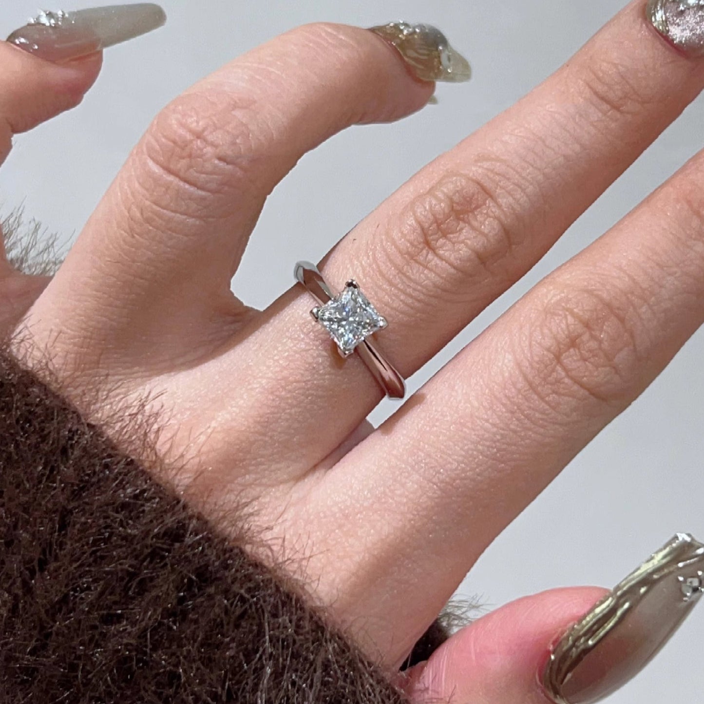 Square moissanite ring