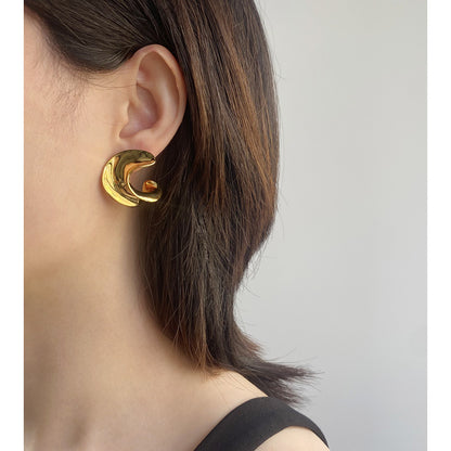 Stud 925 sterling silver C-type spring and summer irregular exaggerated earrings niche versatile temperament luxury jewelry women's sense of luxury