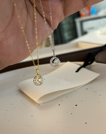 Crescent and Sun Necklace