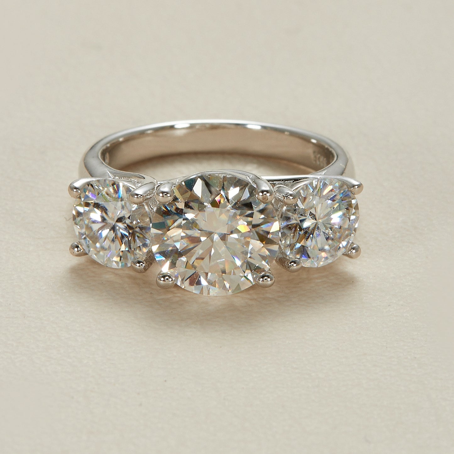 Three stones moissanite ring