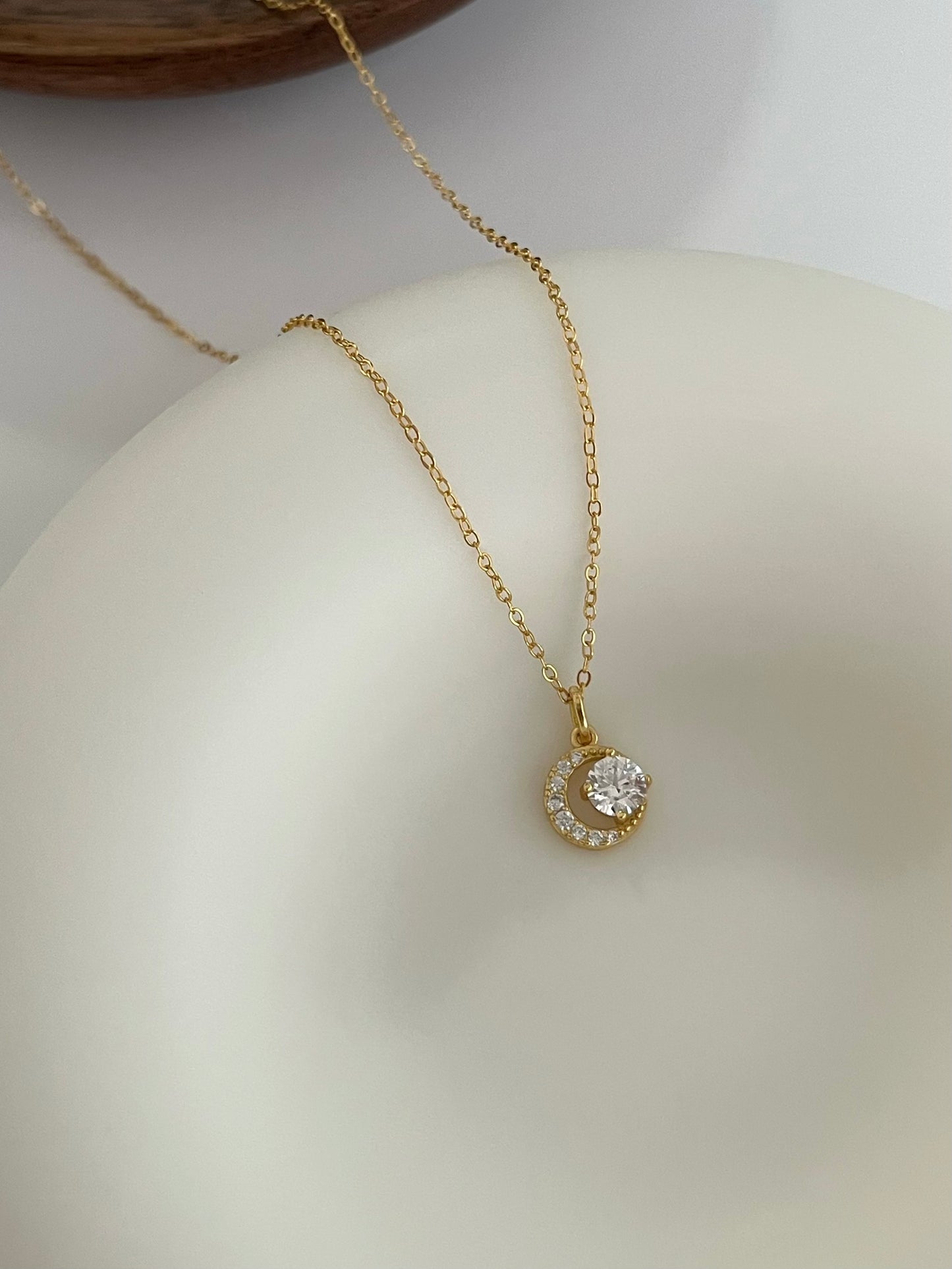 Crescent and Sun Necklace
