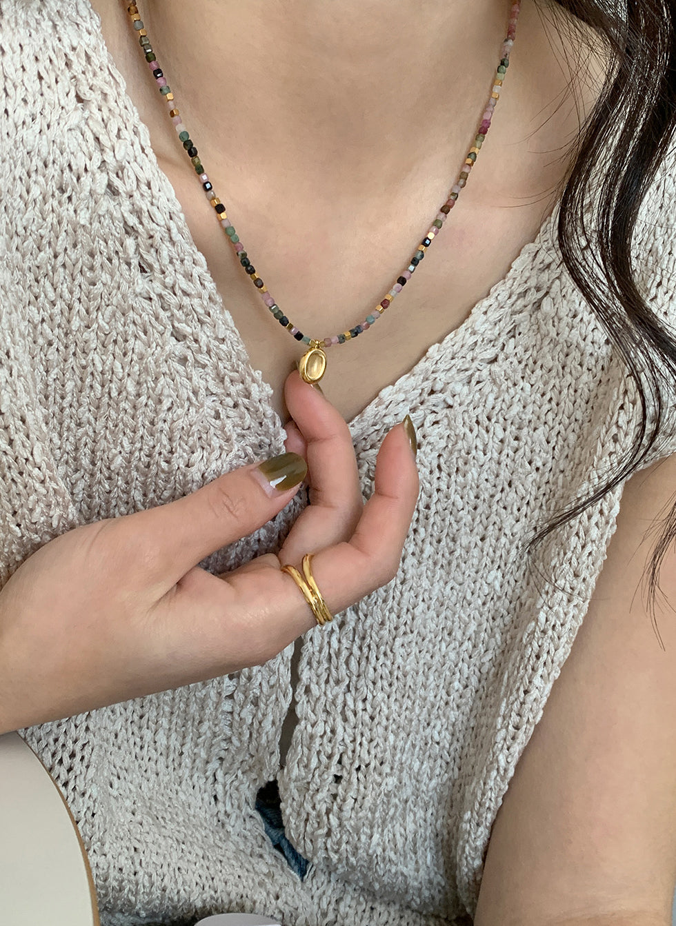 Tourmaline beaded necklace