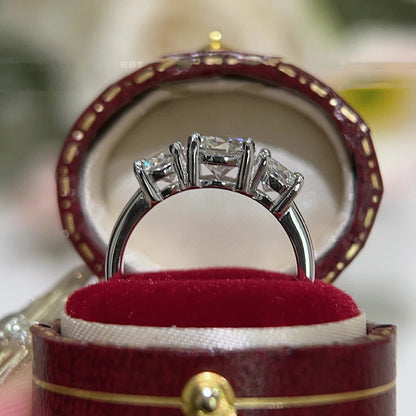 Three stones moissanite ring
