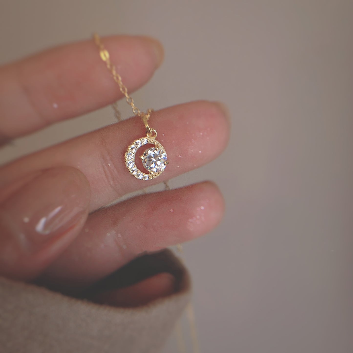 Crescent and Sun Necklace