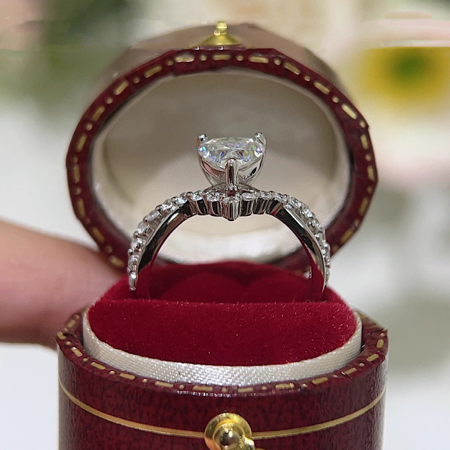Tiara Heart moissanite ring